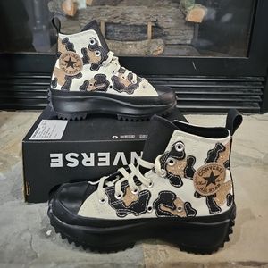 New Converse CTAS Run Star Hike Leopard Sparkle Sneakers Size 6